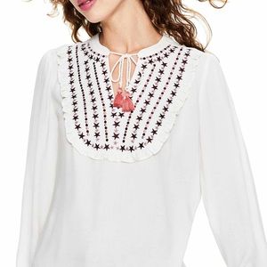 Boden women tassel embroidered blouse top